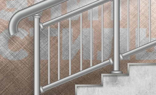 Перила для школ и садов с 1 поручнем, с шагом ригеля 100мм